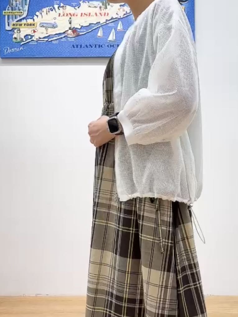 Hamaさんの「Dessin｜【リンクコーデ・洗える】ウエストドロスト付きチェック柄ワンピース」を使ったコーディネート