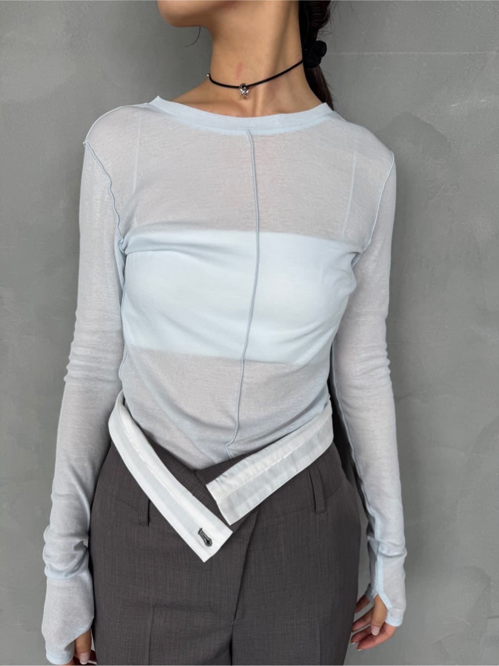 uchi__yamaさんの「CODE A｜sheer basic tee」を使ったコーディネート