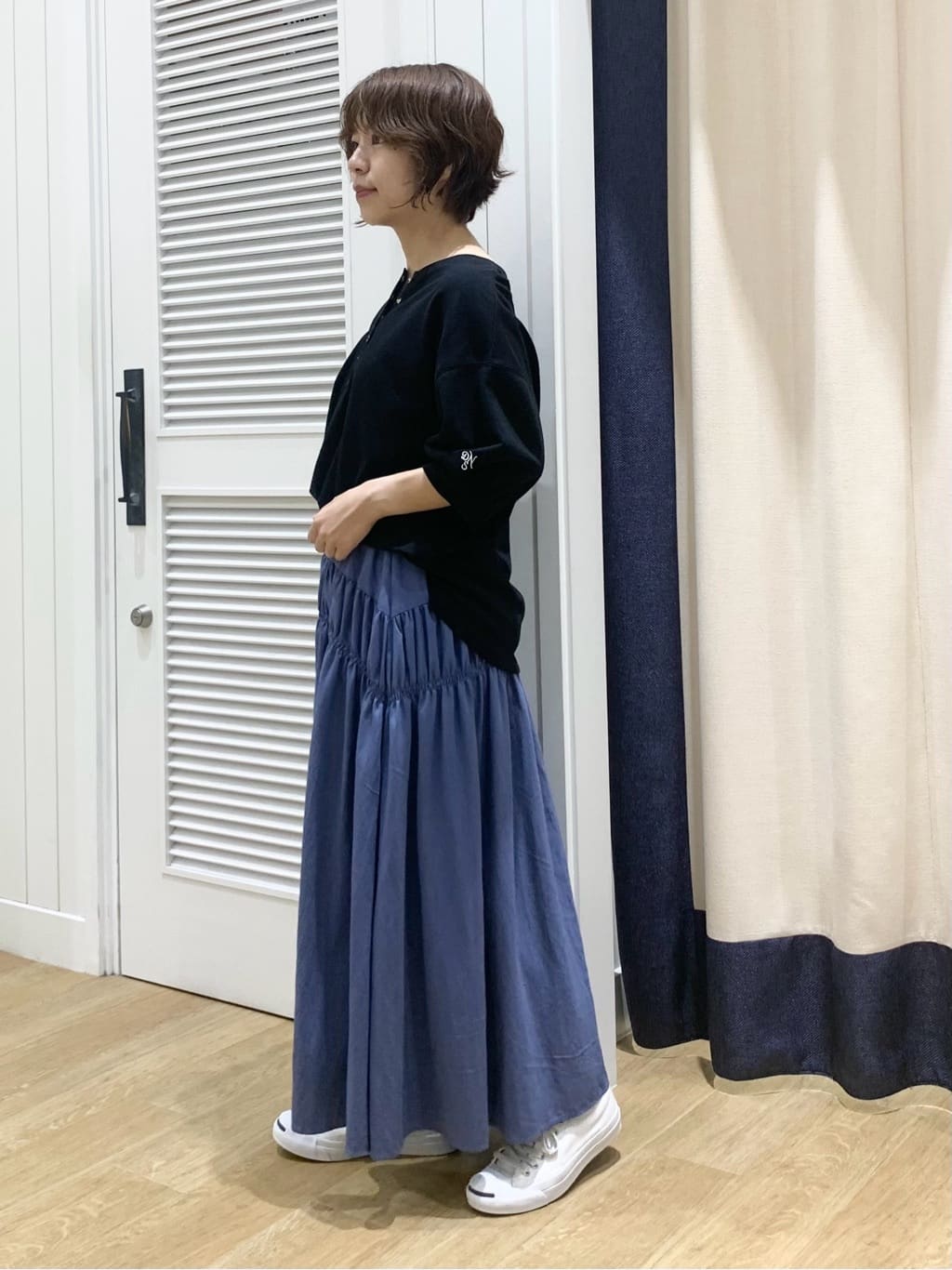 IMARIさんの「Dessin｜【360度可愛い/前後2WAY/洗える】ライトコットンヘンリーカットソー」を使ったコーディネート