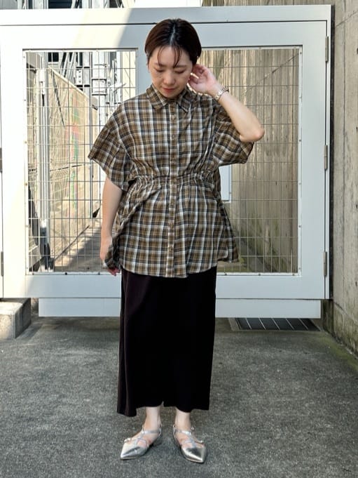 ga_riさんの「THE SHOP TK｜チェック柄チュニックブラウス」を使ったコーディネート