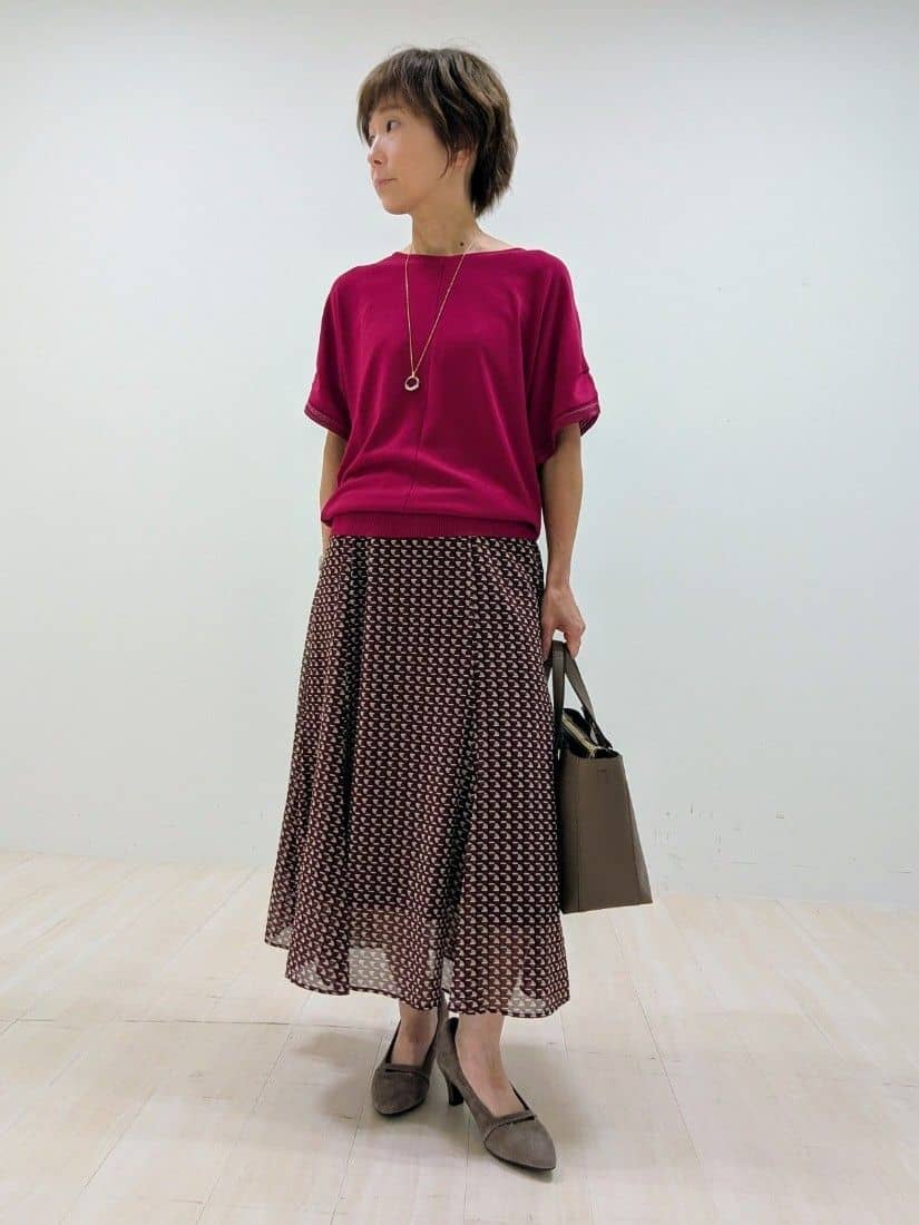 nishiさんの「Reflect｜【選べる7色◎／手洗い可／二の腕カバー】半袖ニット」を使ったコーディネート