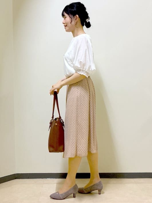 beni_gingerさんの「Reflect｜【マシンウォッシュ可／セットアップ可】コツキ柄プリントフレアスカート」を使ったコーディネート