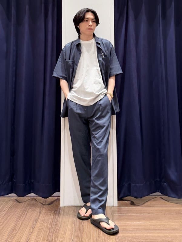 Tightさんの「THE SHOP TK｜パーフェクテックボーダー 半袖Tシャツ 吸水速乾／洗濯機OK」を使ったコーディネート