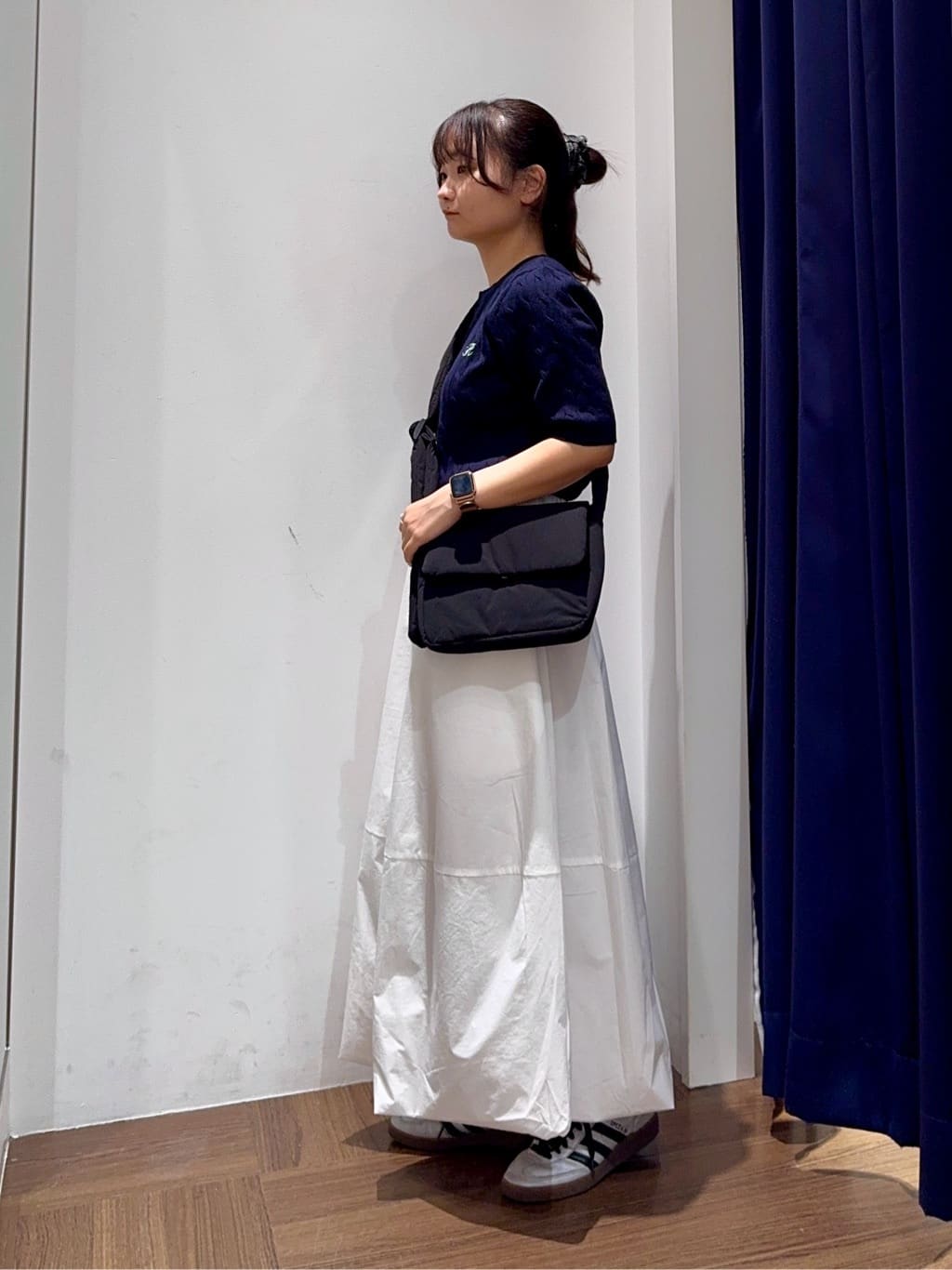 cherryさんの「THE SHOP TK｜ワンポイント刺繍ケーブル半袖ニット【洗濯機OK】」を使ったコーディネート
