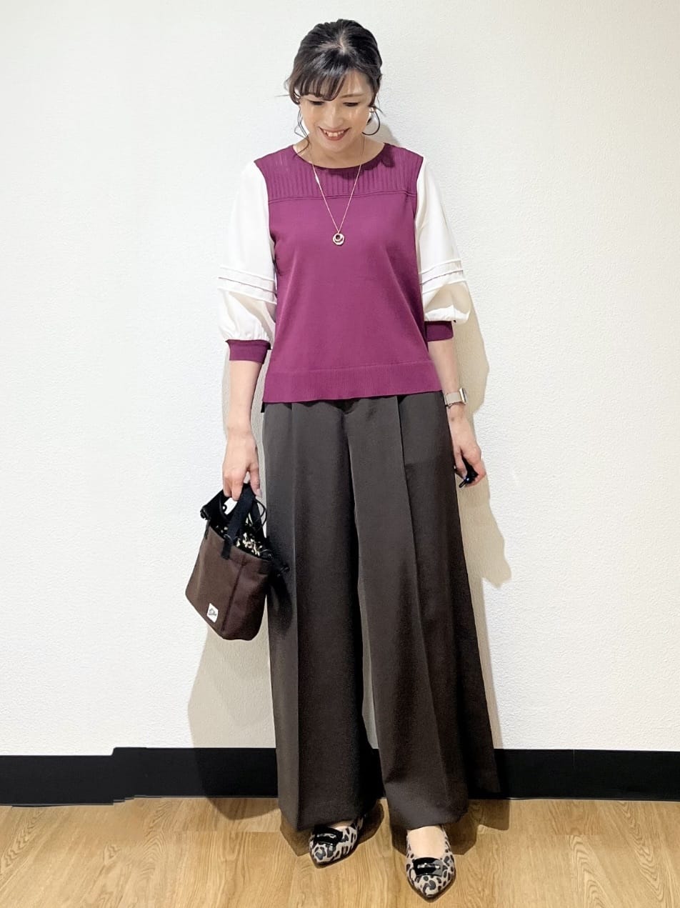 ayaさんの「Reflect｜【WEB先行カラーあり／手洗い可】ジョーゼットスリーブ&times;ニット」を使ったコーディネート