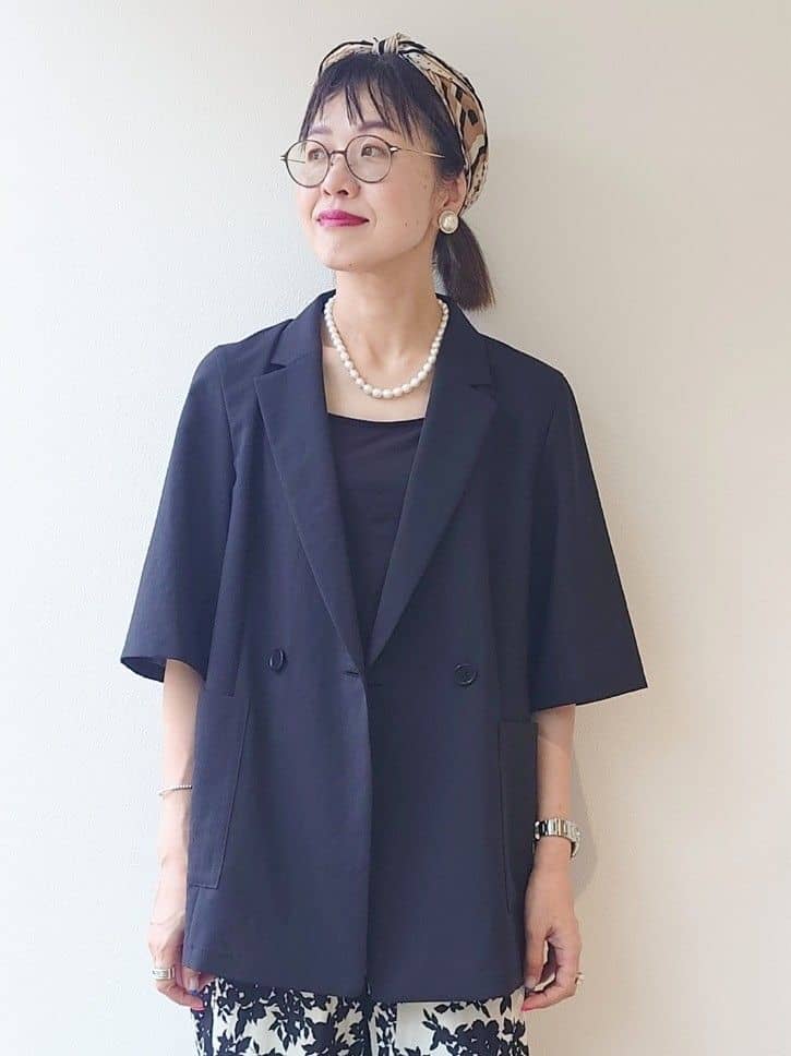 MUTSUKOさんの「UNTITLED｜【吸水速乾/洗える】ハーフスリーブジャケット」を使ったコーディネート