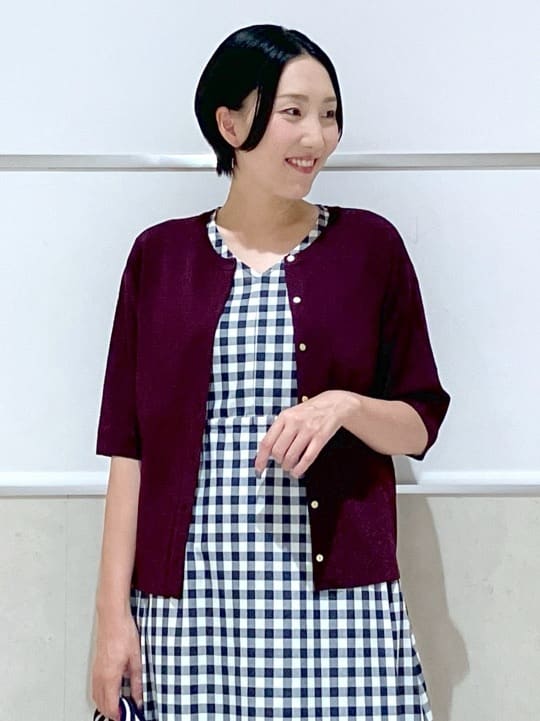 eriko さんの「Dessin｜【UVカット/洗える】2WAY五分袖カーディガン」を使ったコーディネート