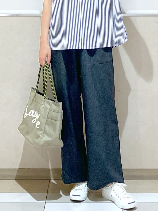 eriko さんの「Dessin｜【洗える】ストライプ柄フレンチスリーブスキッパ―ブラウス」を使ったコーディネート