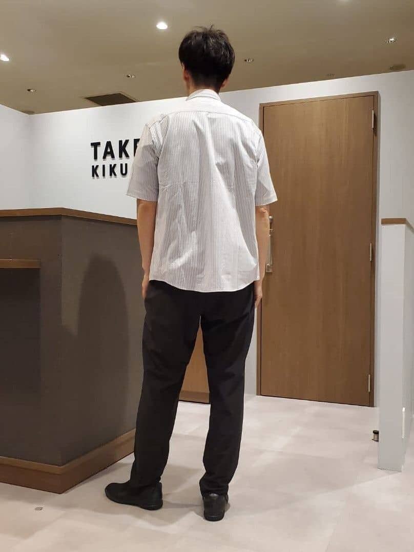 ishidaさんの「TAKEO KIKUCHI｜【COOL CITY WEAR】ストライプジャージ ボタンダウンシャツ /接触冷感」を使ったコーディネート