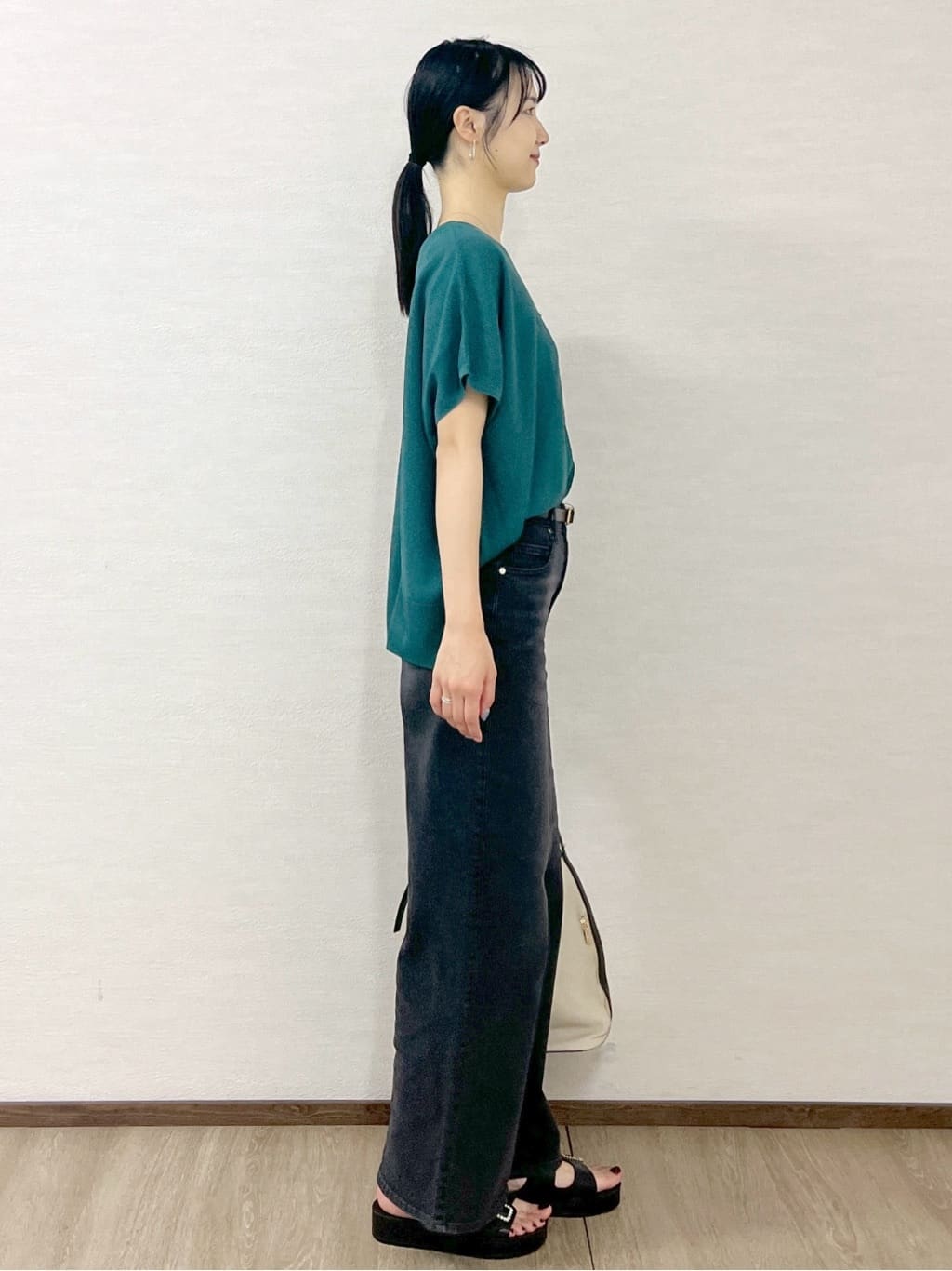 sachikoさんの「OPAQUE.CLIP｜《5色展開／S-LLサイズ》リラクシーメッシュニット【洗濯機洗い可】」を使ったコーディネート