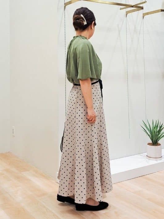 ふるさんの「grove｜ドットで華やぐ　軽やかマーメイドスカート」を使ったコーディネート
