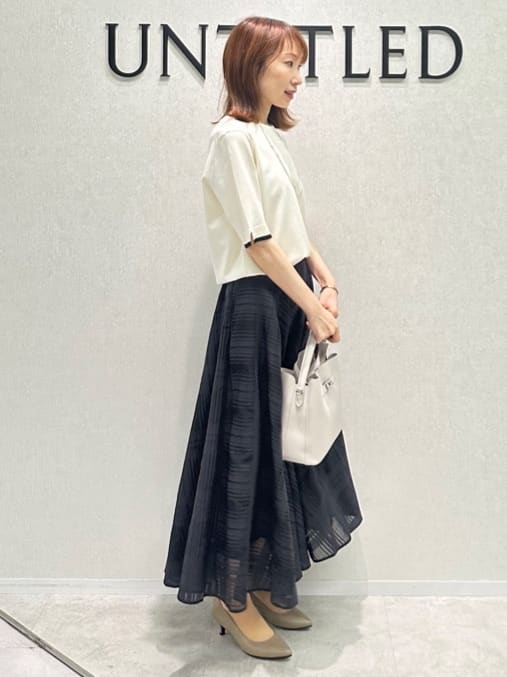 Miwaさんの「UNTITLED｜【アンサンブル可/薄手/洗える】5分袖クルーニット」を使ったコーディネート