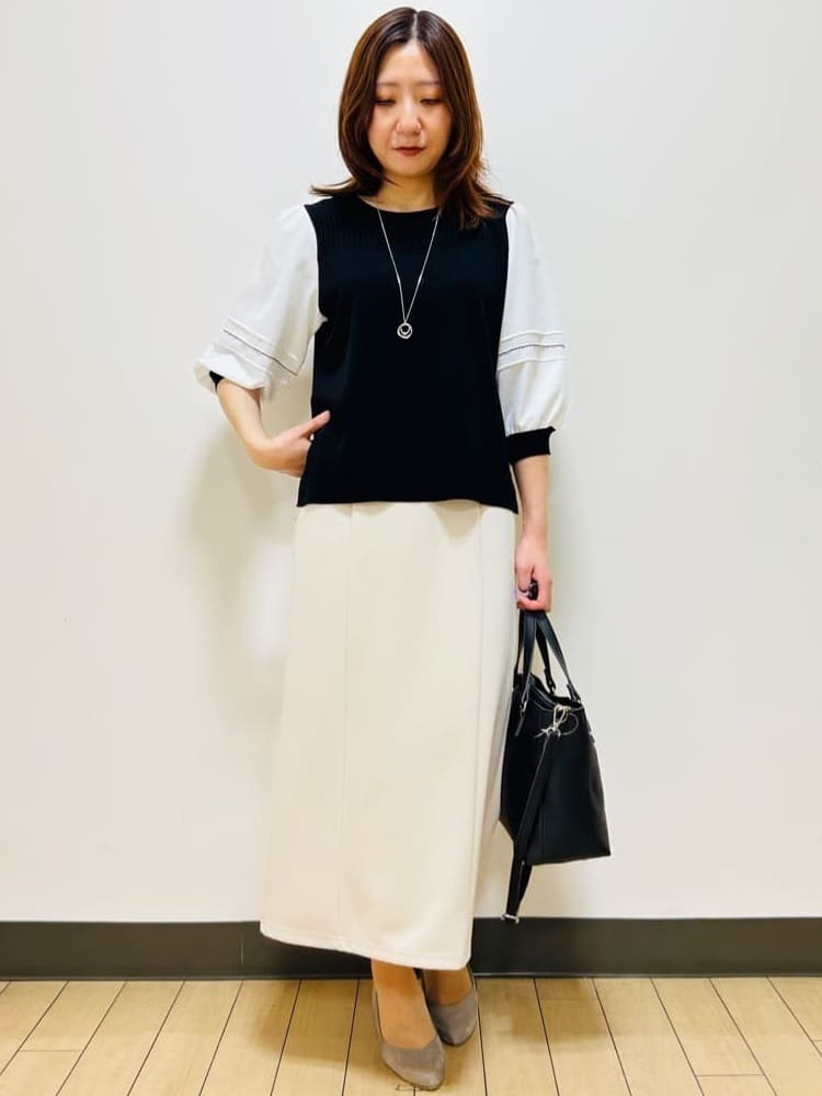 miiiさんの「Reflect｜【WEB先行カラーあり／手洗い可】ジョーゼットスリーブ&times;ニット」を使ったコーディネート