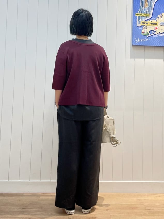 mikaさんの「Dessin｜【2点セット/ウエストゴム/洗える】スキッパ―シャツ＆ストレートパンツセット」を使ったコーディネート