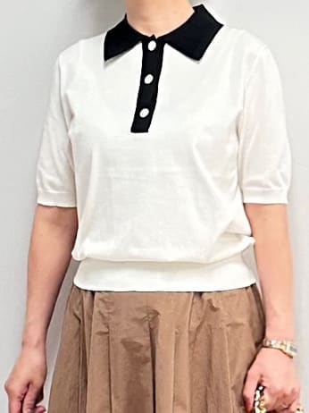 みなこさんの「UNTITLED｜【トレンド/きれいめ】5分袖ポロニット」を使ったコーディネート