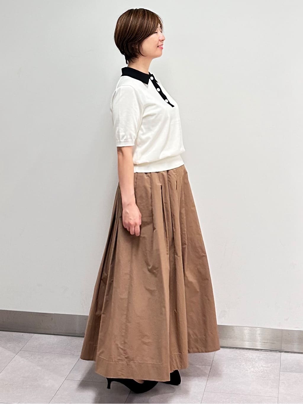 みなこさんの「UNTITLED｜【トレンド/きれいめ】5分袖ポロニット」を使ったコーディネート