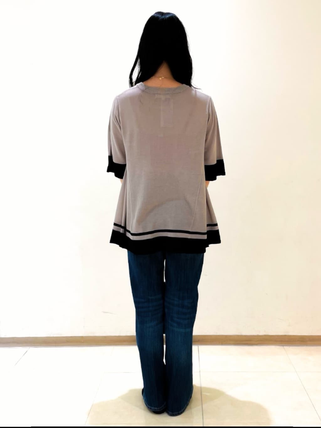 Puuさんの「grove｜涼やか体型カバー　配色シアーニットプルオーバー」を使ったコーディネート