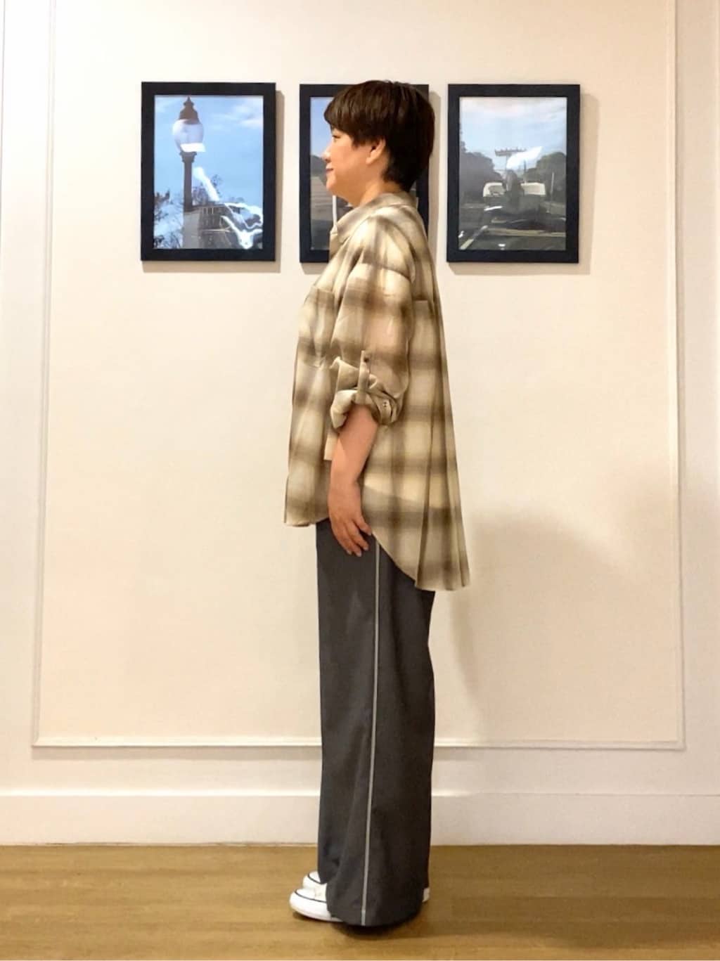 Hiroさんの「Dessin｜【洗える】シアーオンブレーチェックシャツ」を使ったコーディネート