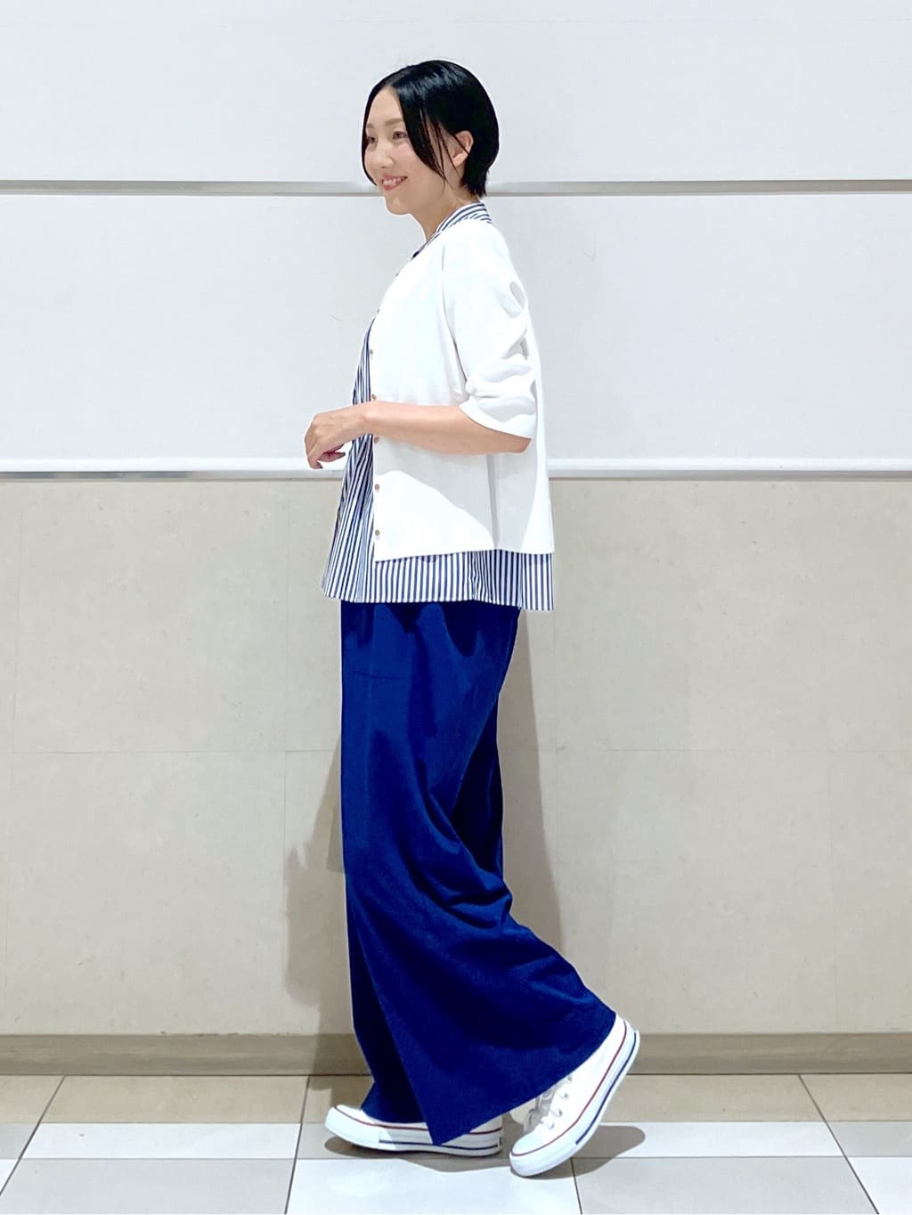 eriko さんの「Dessin｜【洗える】ストライプ柄ギャザーブラウス」を使ったコーディネート