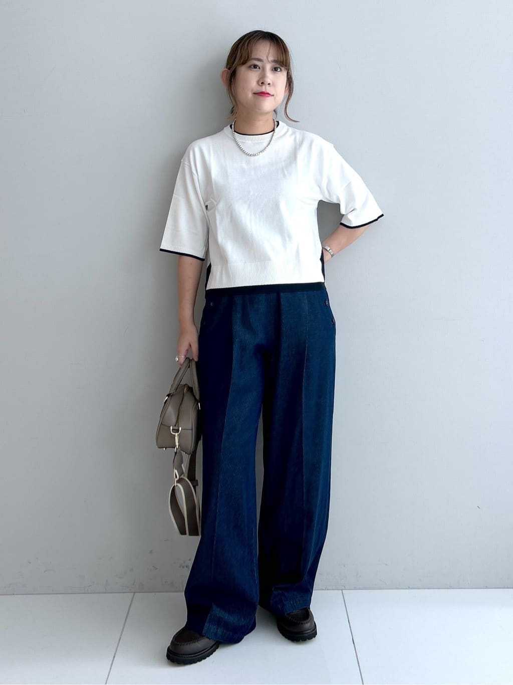 Hirokaさんの「Dessin｜【洗える】バイカラーショート丈ニット」を使ったコーディネート