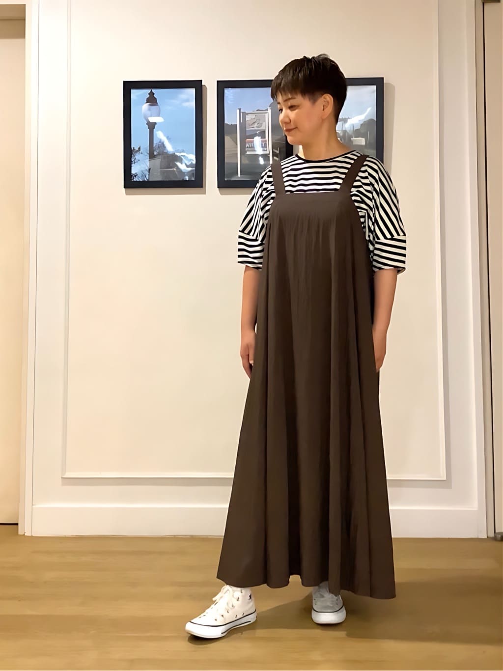 Hiroさんの「Dessin｜【二の腕カバー／UVカット】ランタンスリーブカットソー」を使ったコーディネート