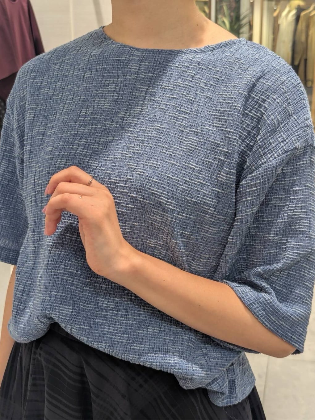 nonoさんの「UNTITLED｜【五分袖/ジャージトップス】スラブカールマイヤープルオーバー」を使ったコーディネート