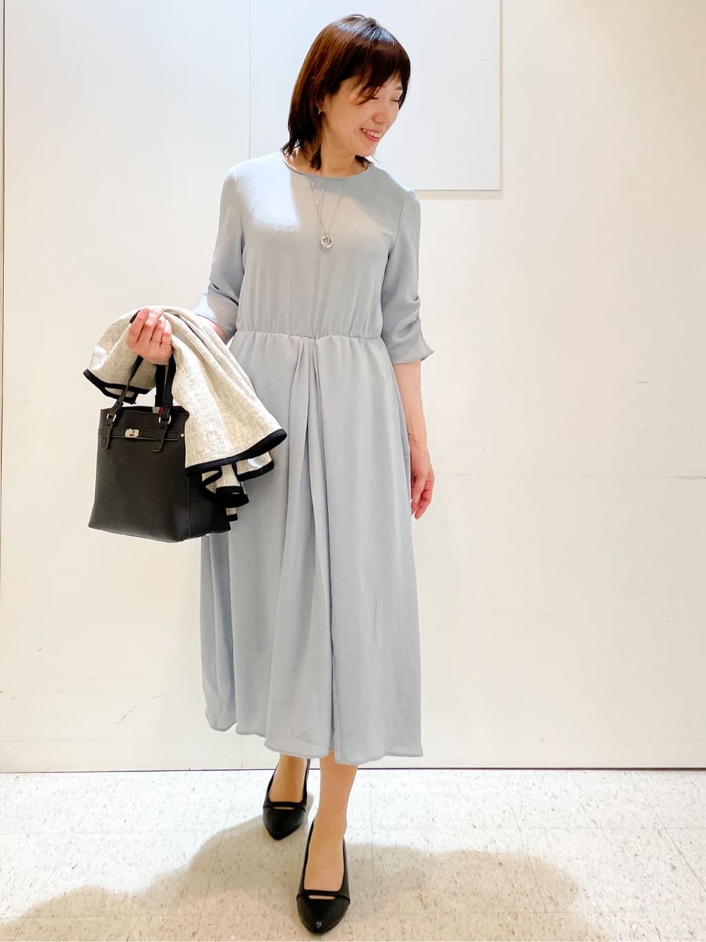 めいさんの「Reflect｜【吸水速乾／防しわ】シルキープリーツワンピース」を使ったコーディネート