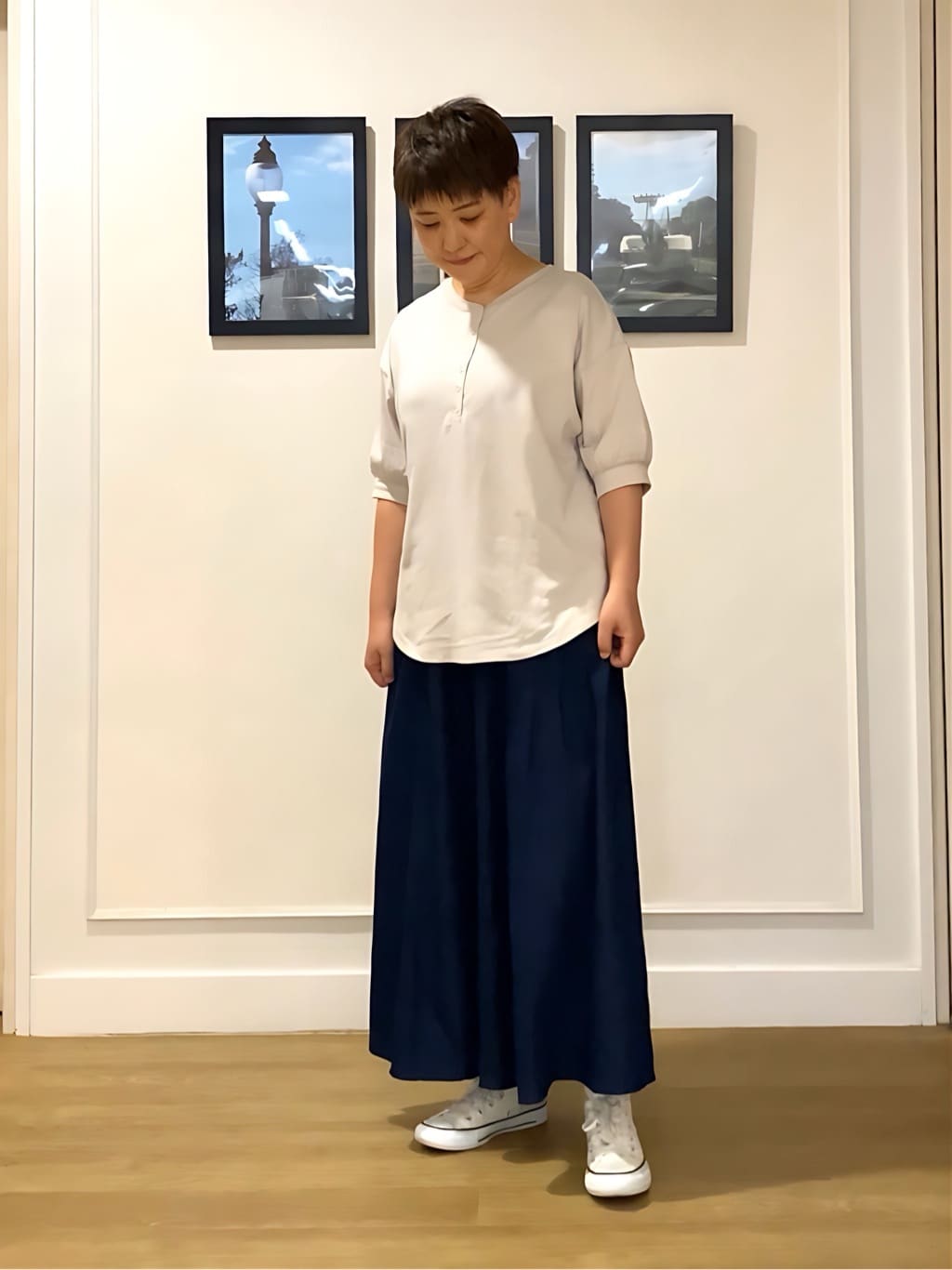 Hiroさんの「Dessin｜【360度可愛い/前後2WAY/洗える】ライトコットンヘンリーカットソー」を使ったコーディネート