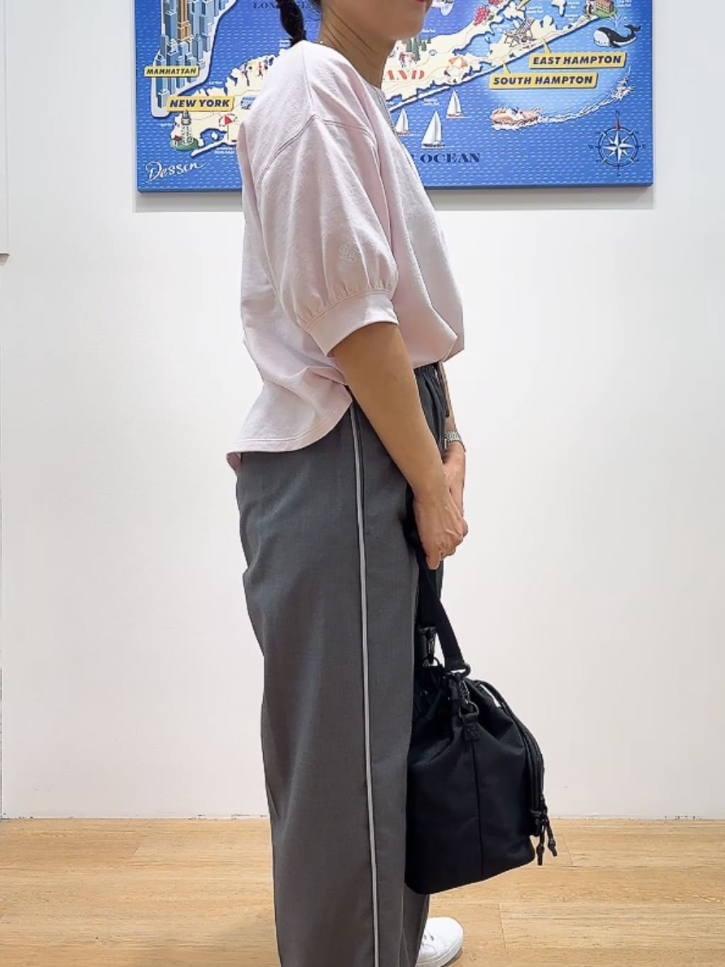 Yasucoさんの「Dessin｜【セットアップ可/ウエストゴム/洗える】サイドライン入りワイドパンツ」を使ったコーディネート