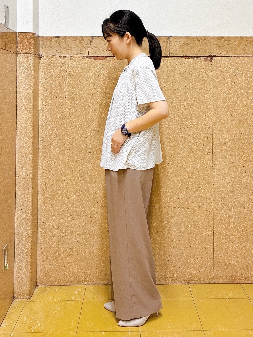 hattoriさんの「INDIVI｜【UVケア】モノグラム ボウタイデザインブラウス」を使ったコーディネート