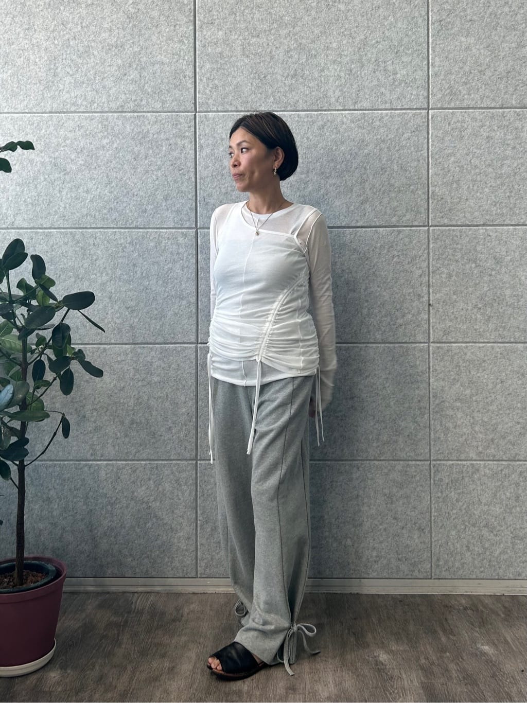 yukoさんの「CODE A｜asymmetry gather tank」を使ったコーディネート