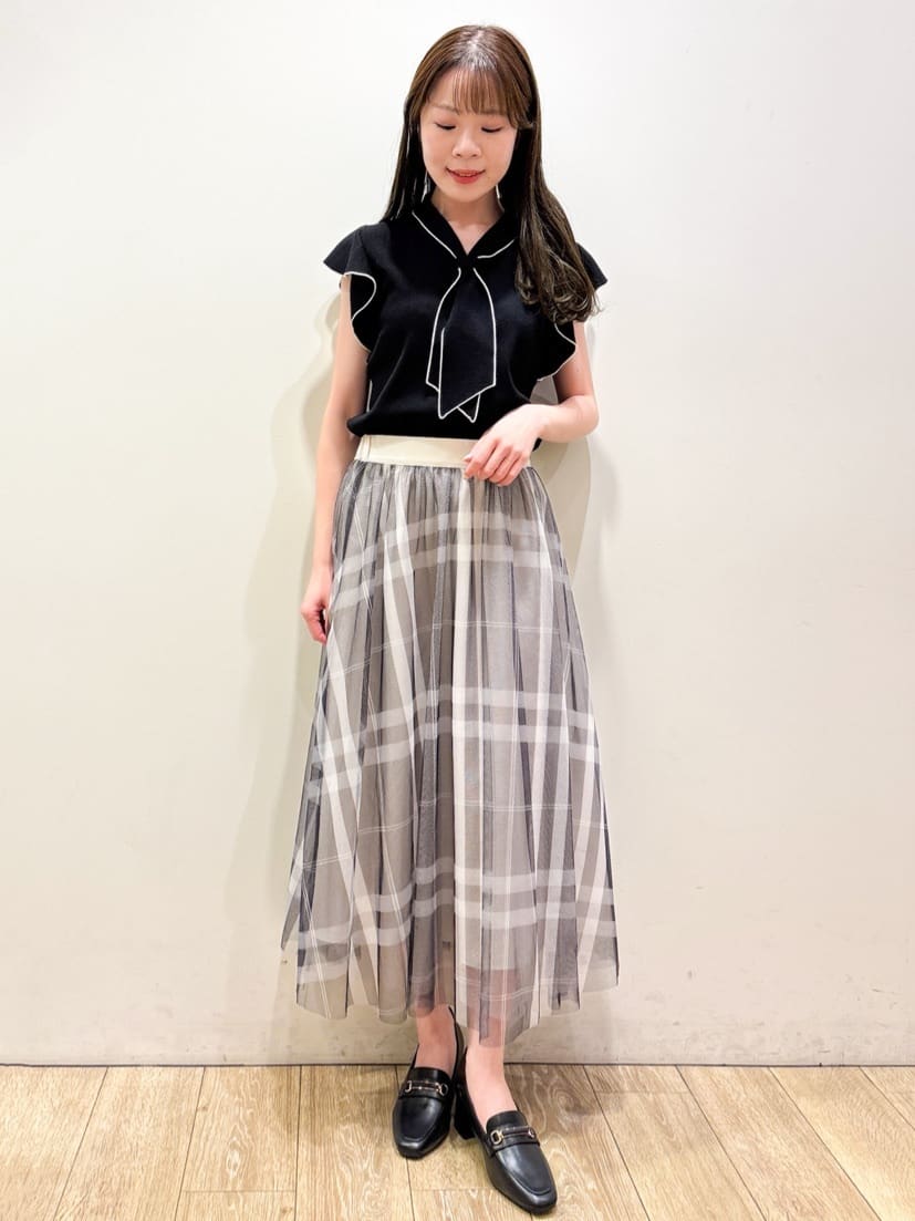 ayaさんの「index｜フレアスリーブボウタイニット【洗濯機洗い可／接触冷感／抗ピル】」を使ったコーディネート