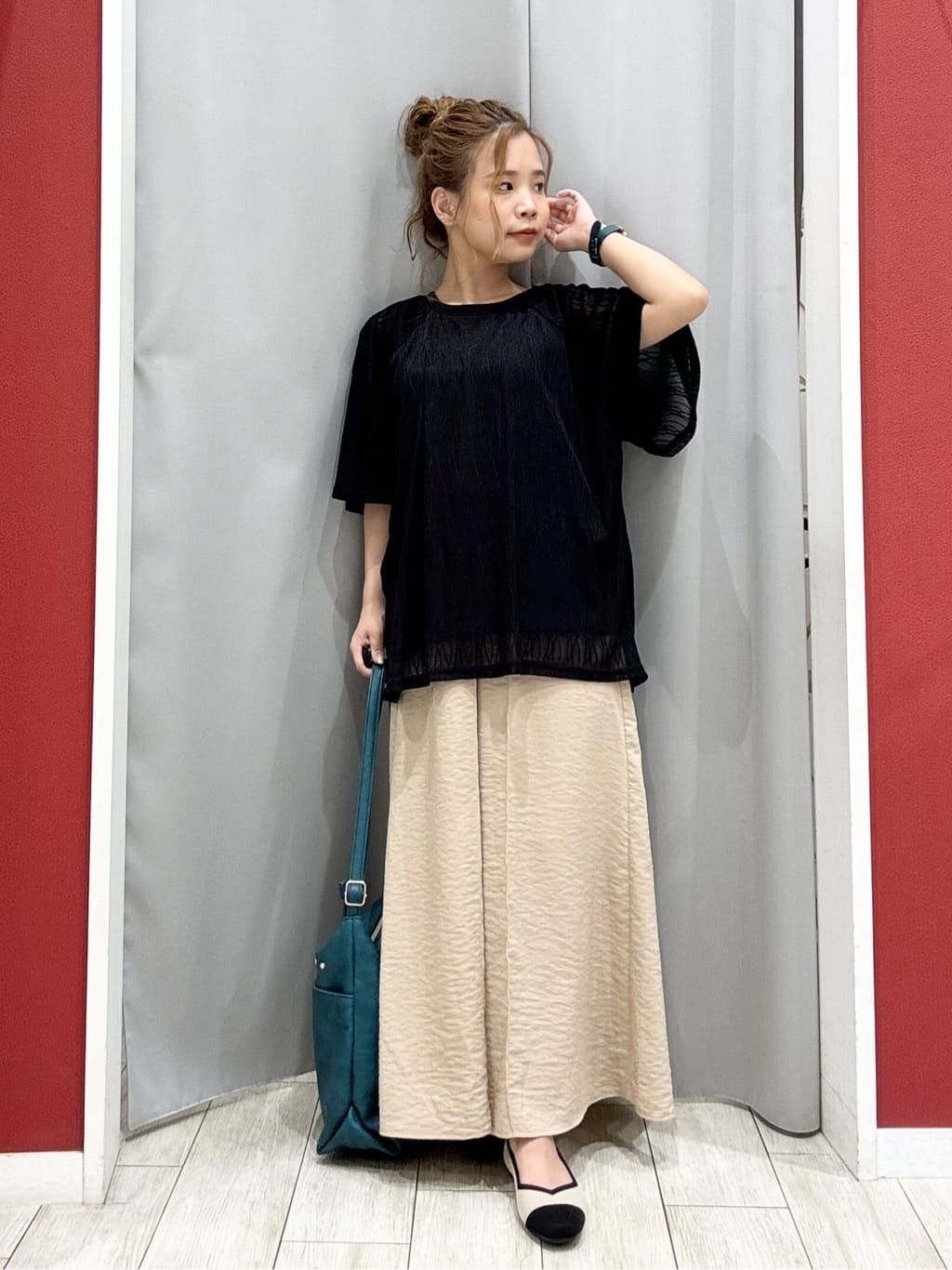 shioさんの「SHOO･LA･RUE｜【S-LL/二の腕カバー】ウエーブ柄 インナードッキングトップス」を使ったコーディネート