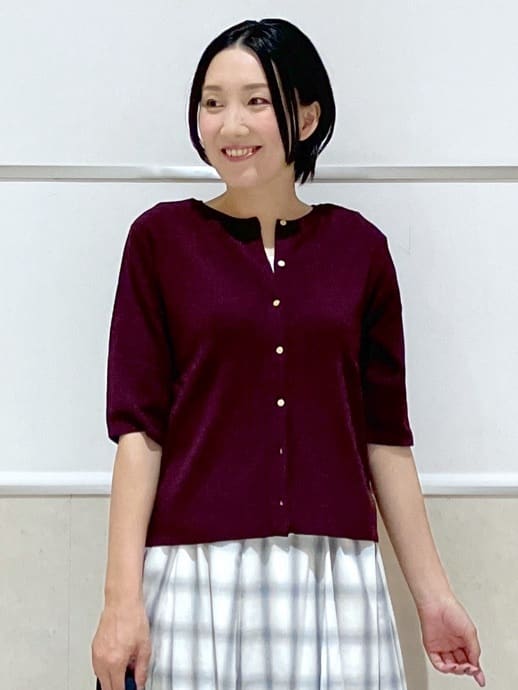 eriko さんの「Dessin｜【UVカット/洗える】2WAY五分袖カーディガン」を使ったコーディネート
