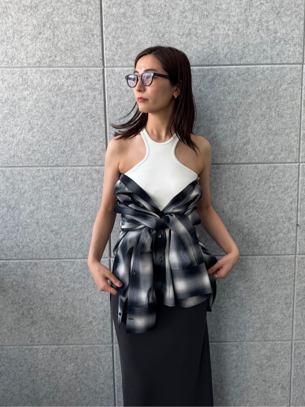 uchi__yamaさんの「CODE A｜shadow check over shirt」を使ったコーディネート