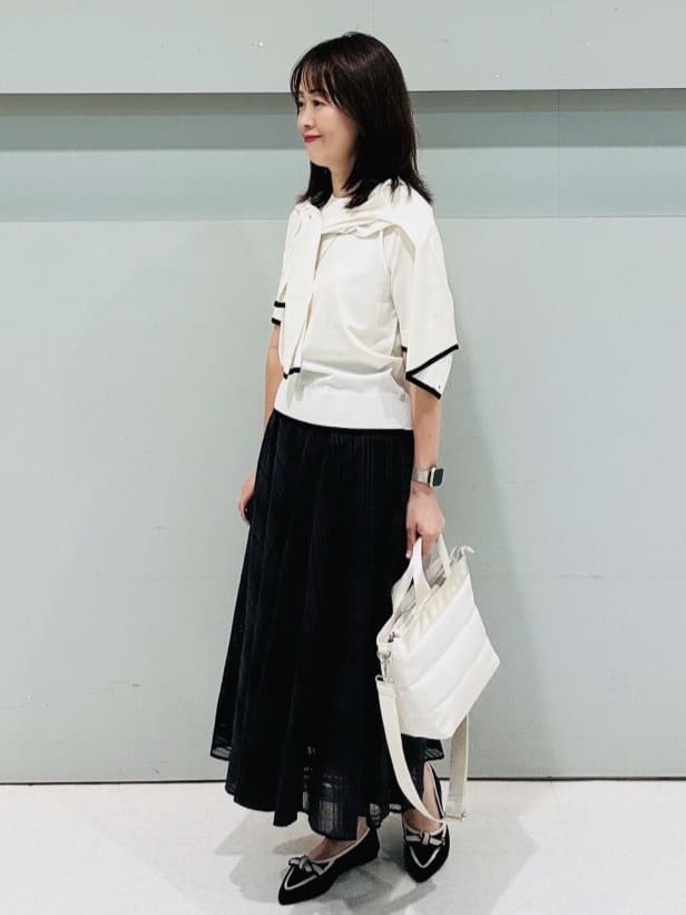 makiさんの「UNTITLED｜【アンサンブル可/薄手/洗える】5分袖クルーニット」を使ったコーディネート