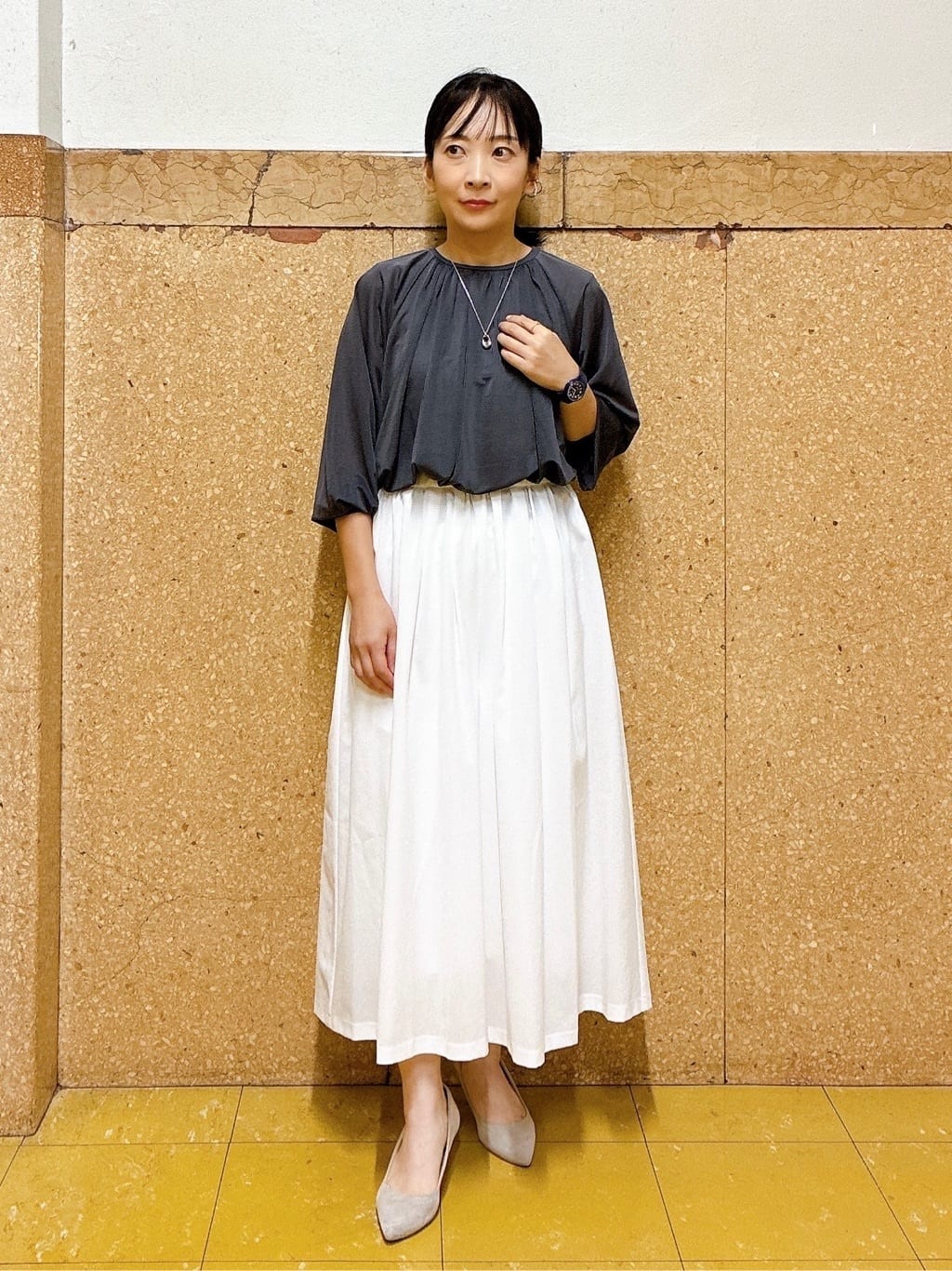hattoriさんの「INDIVI｜【体型カバー／マシンウォッシュ対応】シアージャージトップス」を使ったコーディネート