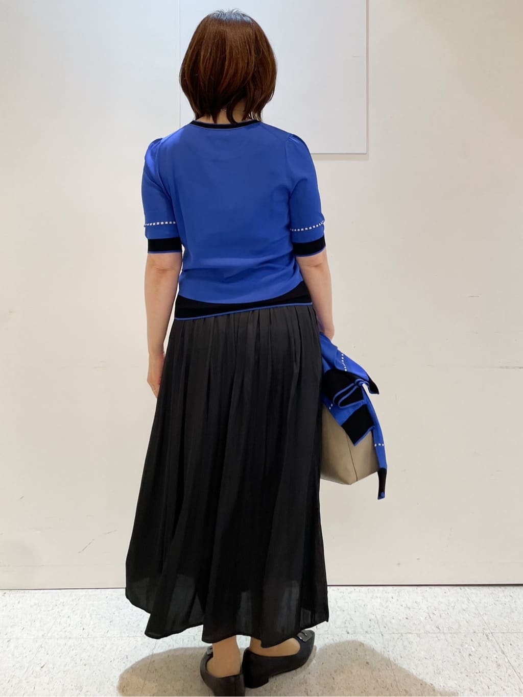 めいさんの「Reflect｜【WEB先行カラーあり／手洗い可／アンサンブル可】バイカラー五分袖ニット」を使ったコーディネート