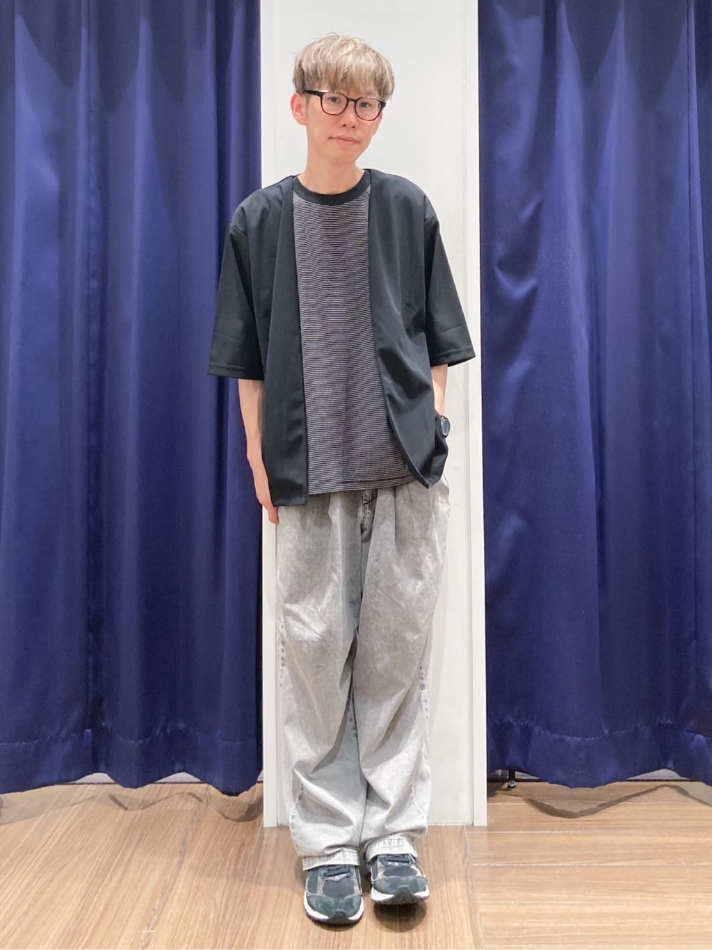 つーじーさんの「THE SHOP TK｜五分袖カーディガン+半袖Tシャツセットアイテム 洗濯機OK」を使ったコーディネート