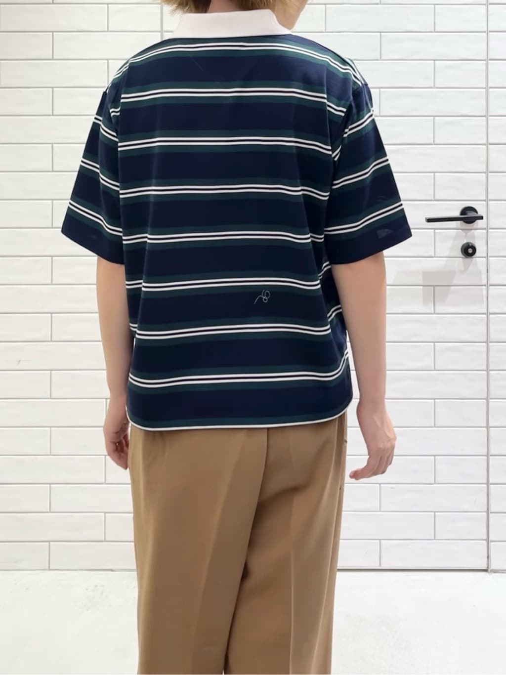 しおりさんの「OPAQUE.CLIP｜カラーボーダーポロカットソー【洗濯機洗い可】」を使ったコーディネート