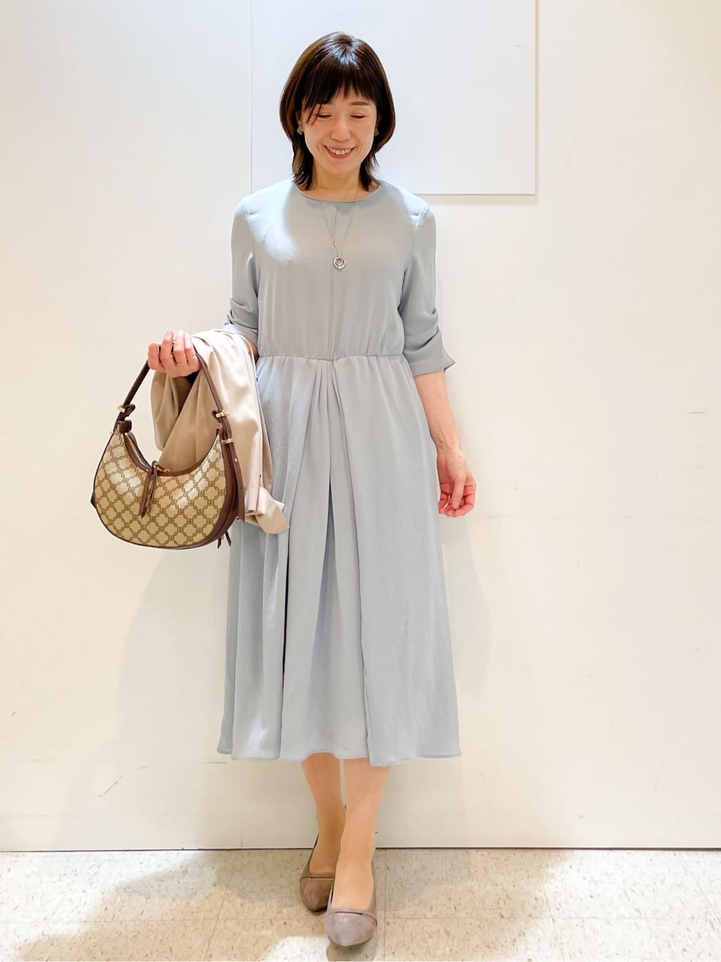 めいさんの「Reflect｜【吸水速乾／防しわ】シルキープリーツワンピース」を使ったコーディネート