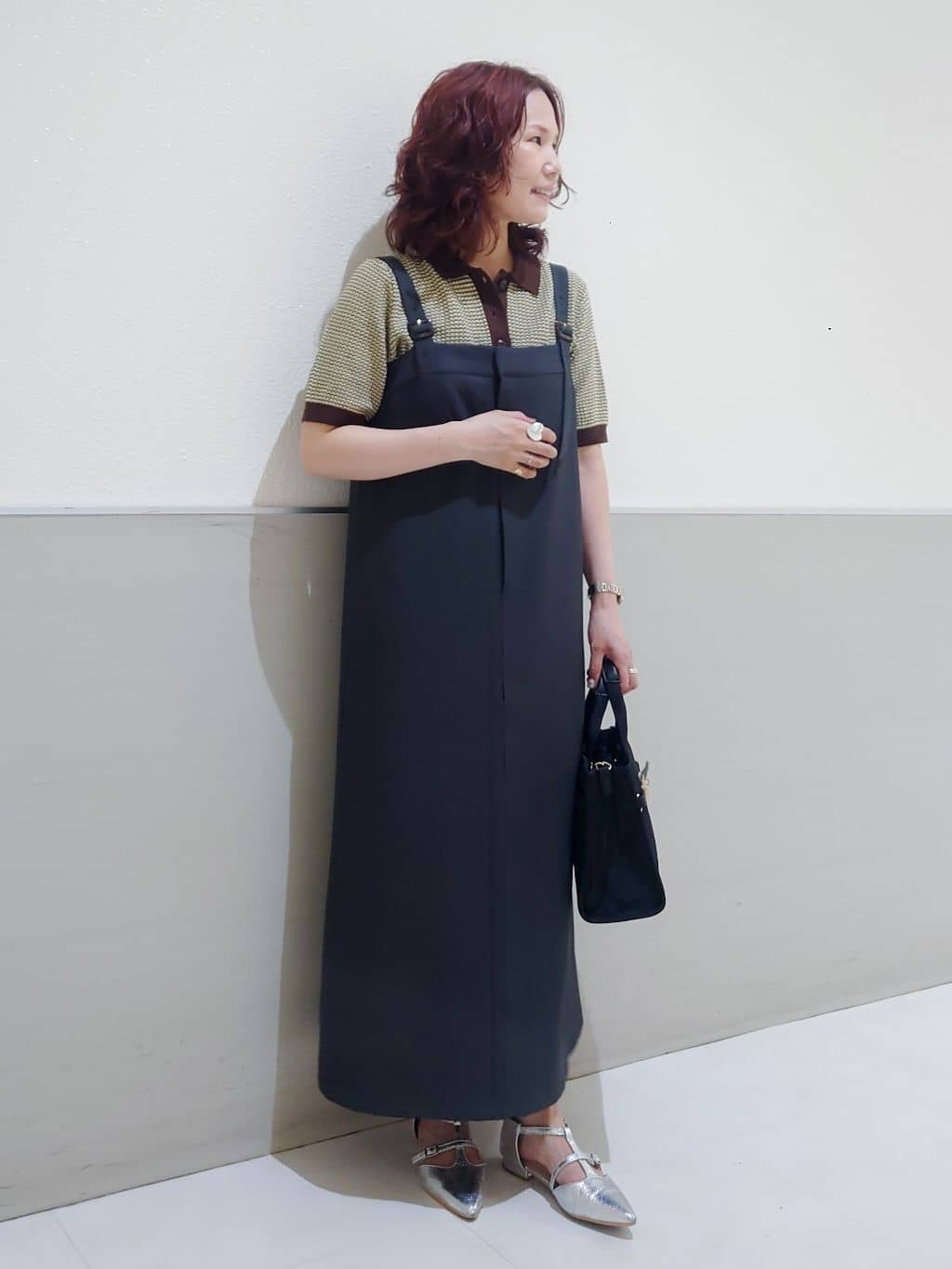 maruさんの「THE SHOP TK｜柄アソートポロニットシャツ【洗濯機OK】」を使ったコーディネート