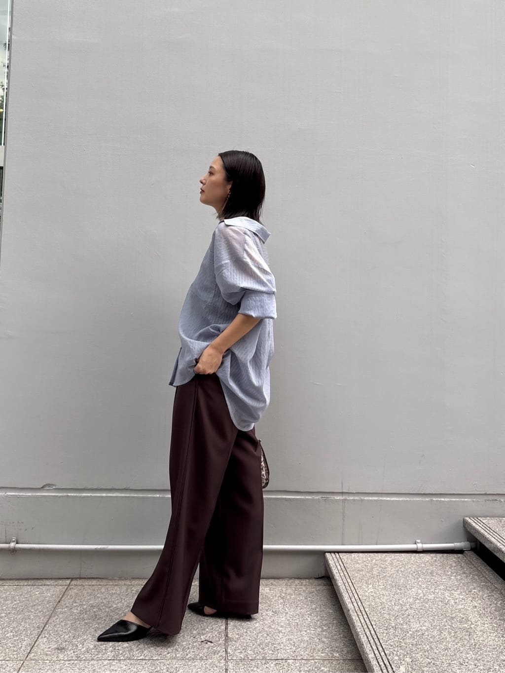 ayanoさんの「INDIVI｜Comfy SET UP｜イージーストレートワイドパンツ【セットアップ対応／通勤/カセット服】」を使ったコーディネート