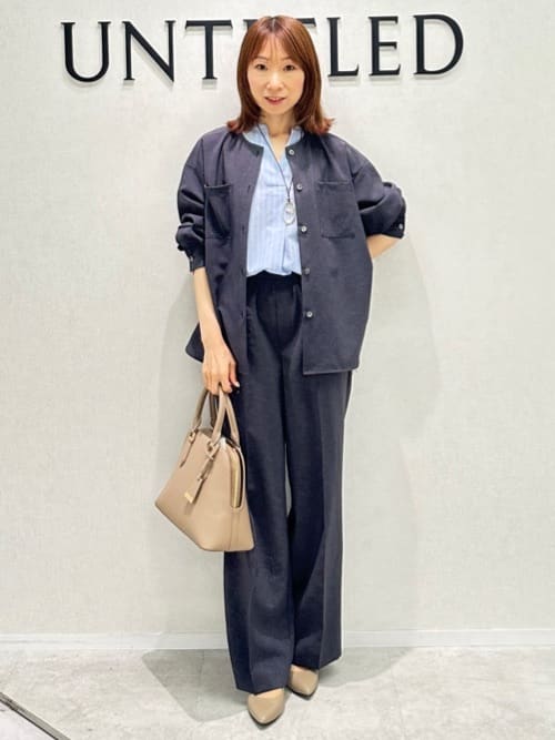 Miwaさんの「UNTITLED｜【洗える/スキッパー】フレンチスリーブシアーブラウス」を使ったコーディネート