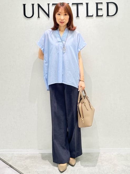 Miwaさんの「UNTITLED｜【洗える/スキッパー】フレンチスリーブシアーブラウス」を使ったコーディネート
