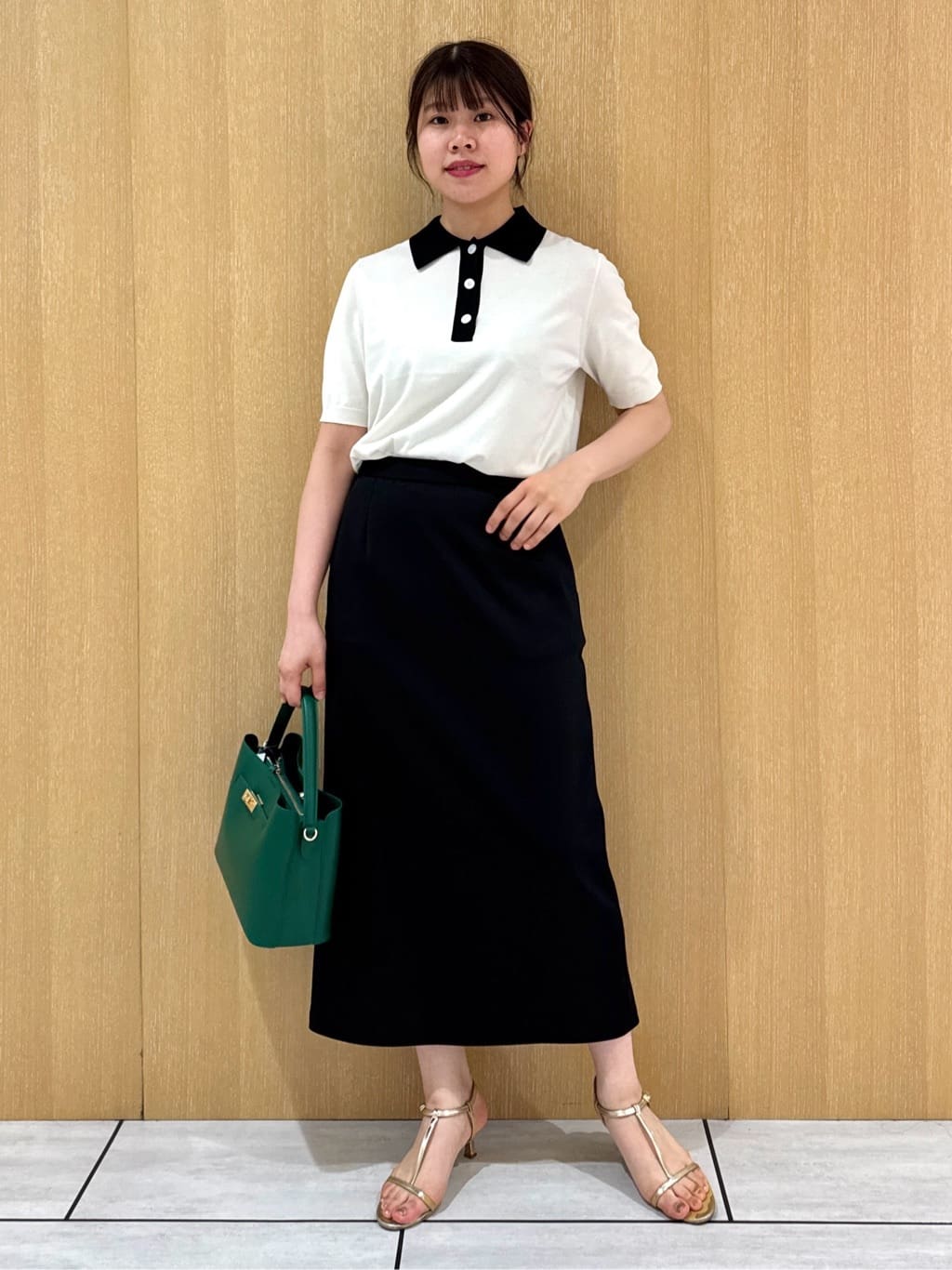 nanaさんの「UNTITLED｜【トレンド/きれいめ】5分袖ポロニット」を使ったコーディネート
