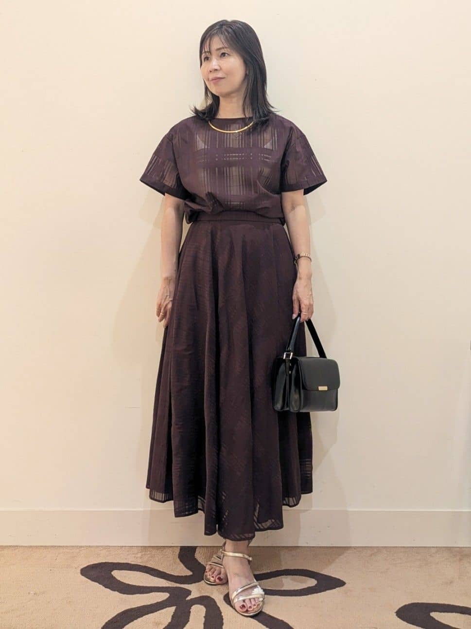 laverさんの「UNTITLED｜【セットアップ可/エレガント】シアーチェックTブラウス」を使ったコーディネート