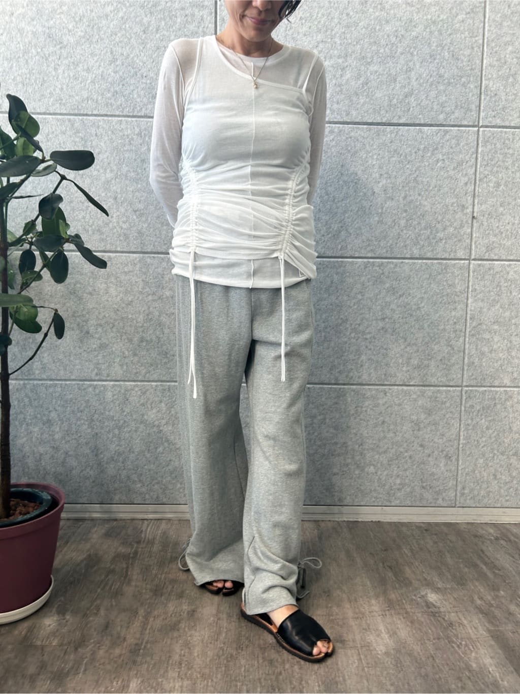 yukoさんの「CODE A｜asymmetry gather tank」を使ったコーディネート