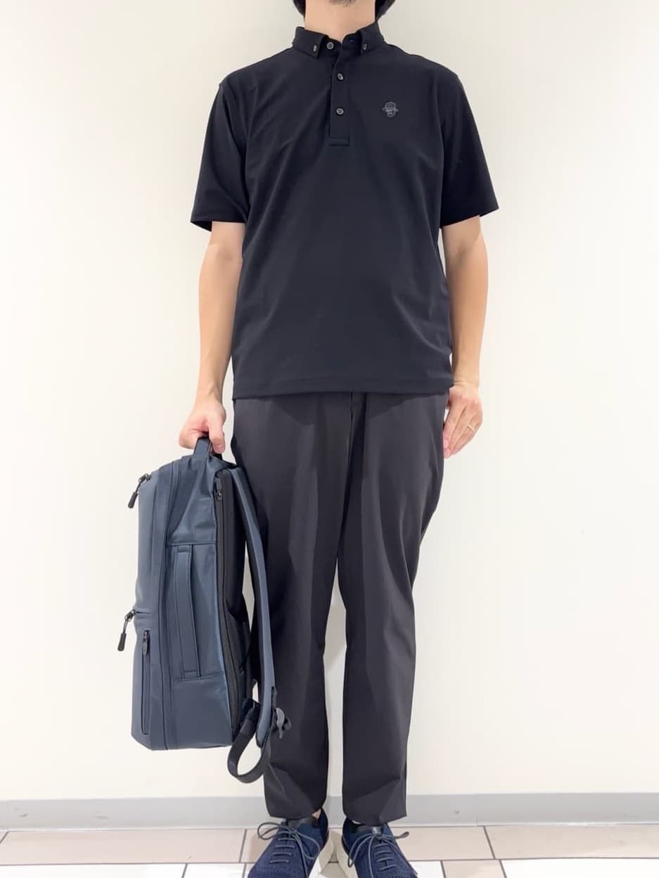 及川さんの「TAKEO KIKUCHI｜【COOL CITY WEAR】エアートール ポロシャツ /接触冷感・通気性」を使ったコーディネート