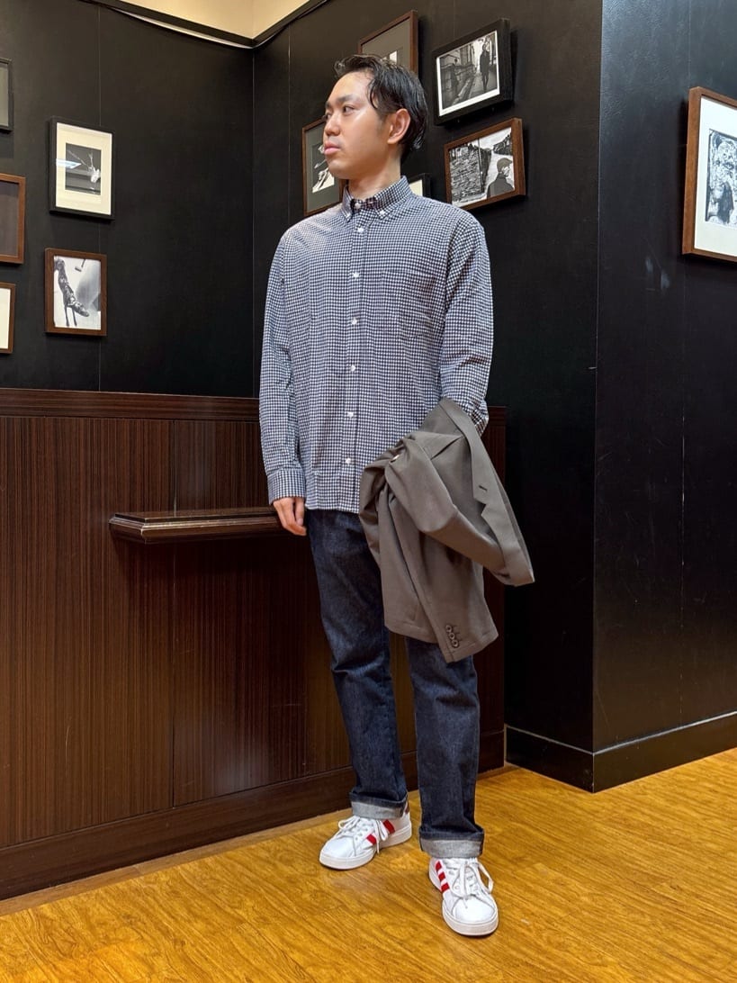 KEIさんの「TAKEO KIKUCHI｜【抗菌防臭/シーズンレス】シアサッカーギンガムチェック ストレッチシャツ」を使ったコーディネート